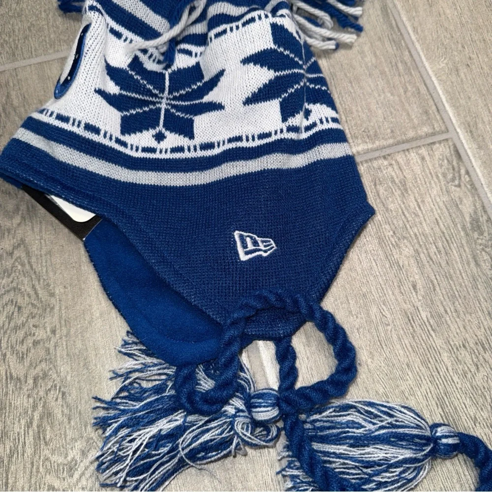NFL New Era Indianapolis Colts Winter Trapper Pom‎ Beanie Hat Blue White